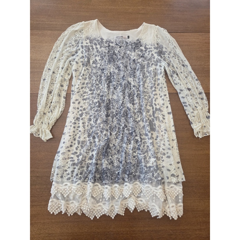 origami by vivien Lace Tunic Blouse‎ Women's M Romantic Peasant Feminine